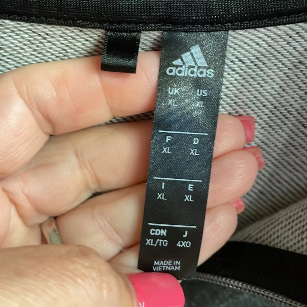 ADIDAS MENS quarter zip pull over sweatshirt / terry inside grey / blk XL